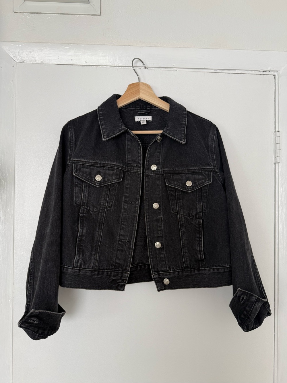 Topshop Black Denim Trucker Jacket